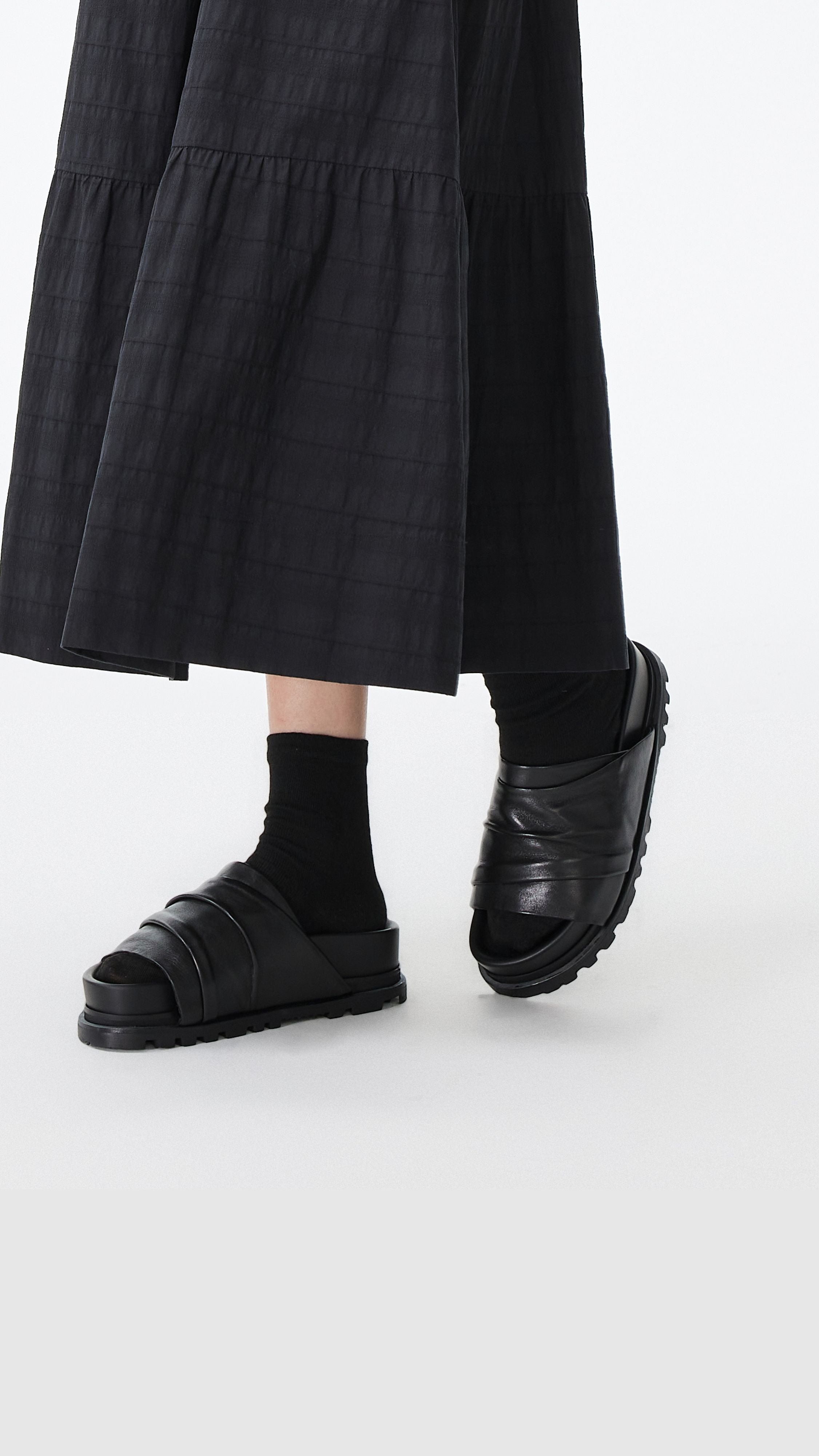 Leather Platform Slides